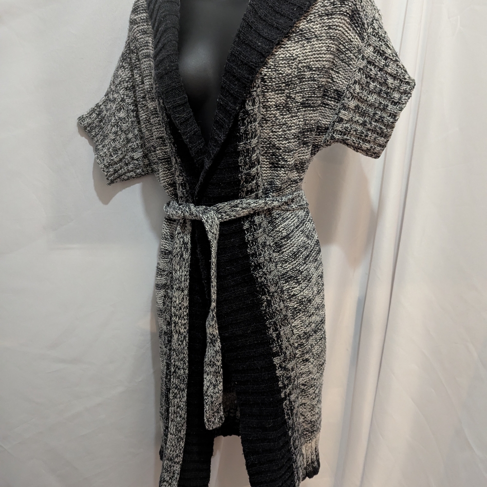 Talbots Tie Waist Hooded Knit Cardigan
